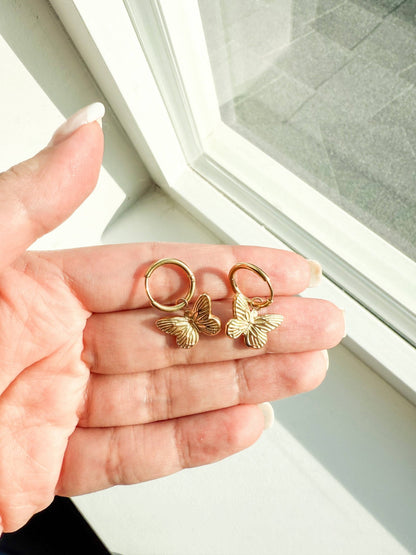 Butterfly Hoop Earrings - La Vie Est Belle