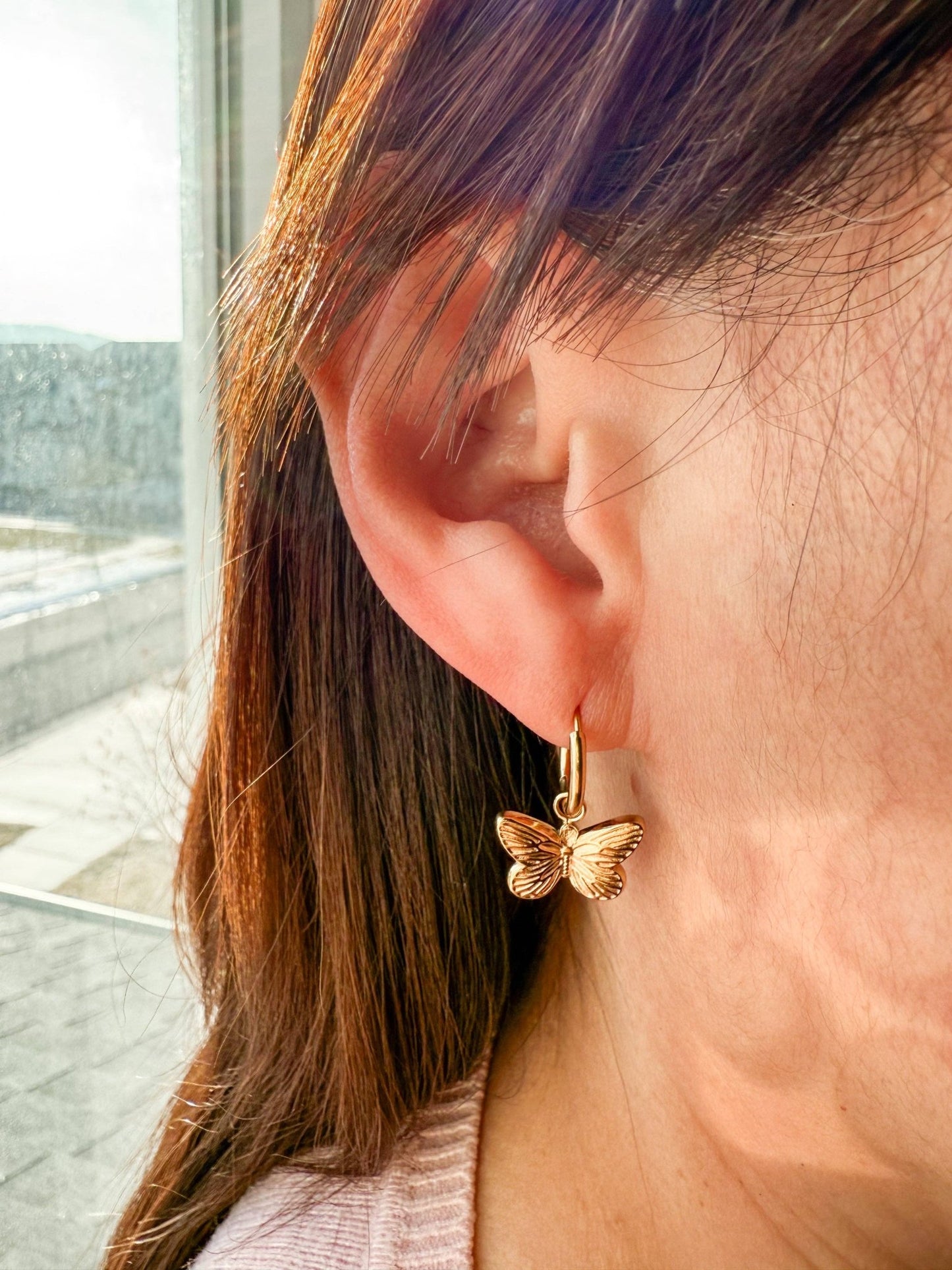 Butterfly Hoop Earrings - La Vie Est Belle
