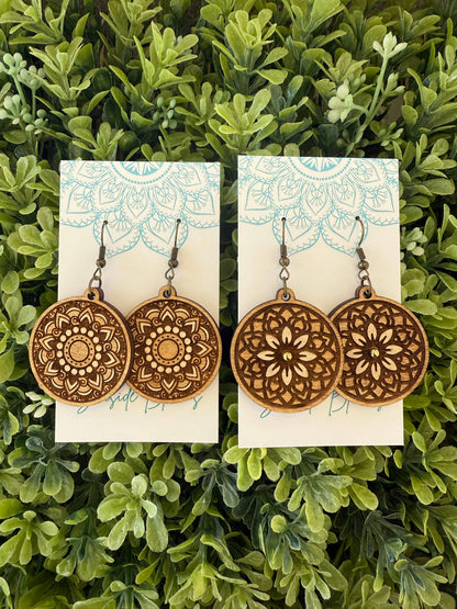 Boho Hand Painted Lightweight Maple Wood Earring