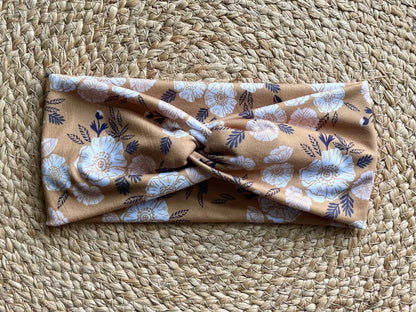 Mustard Floral Knit Twist Headband