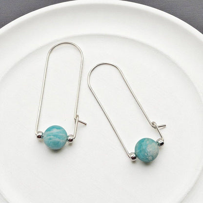 Sterling Silver and Amazonite Arc Earrings