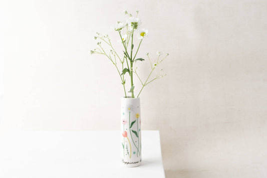 Happiness Blooms From Within Ceramic Floral Bud Vase  •