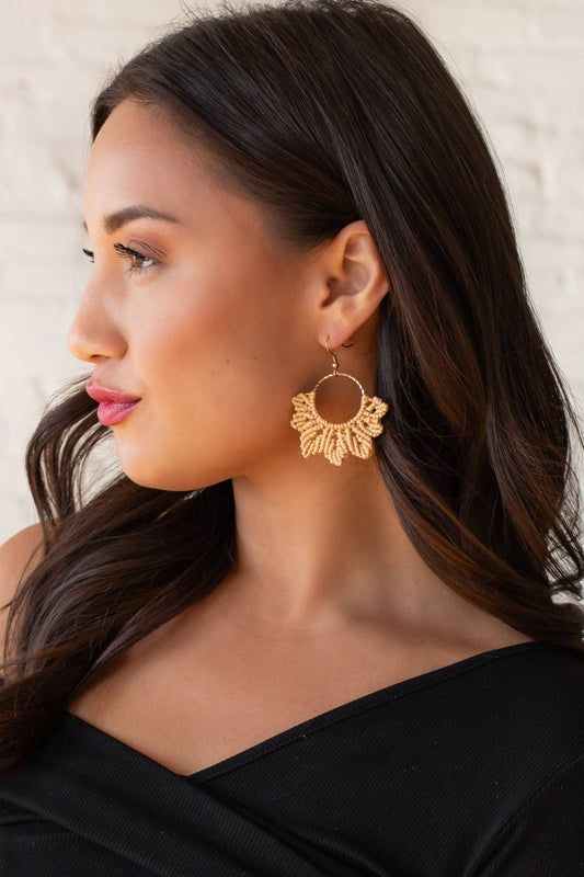 Camel Flower Crochet Earrings - La Vie Est Belle