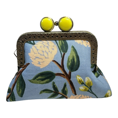 Kiki & Syds Mini Clutch Coin Purse - Peonies Dusty Blue