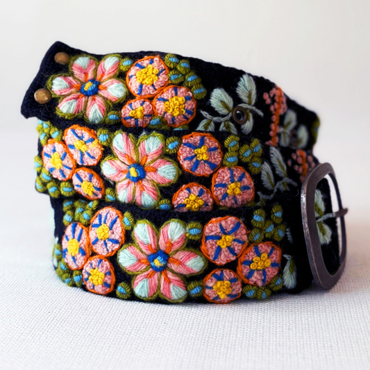 Southwest Walkabout Embroidered Wool Belt