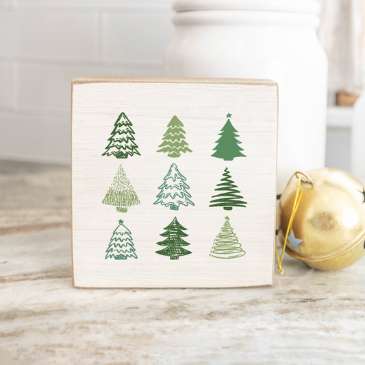 Christmas Trees Decorative Wooden Block