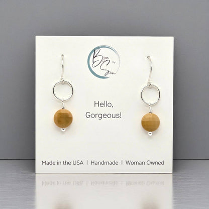Sterling Silver and Yellow Mookaite Earrings