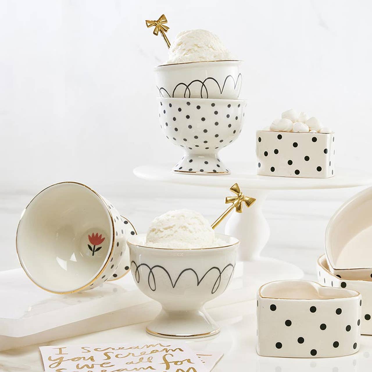 Ceramic Ice Cream Bowl - Squiggles - La Vie Est Belle