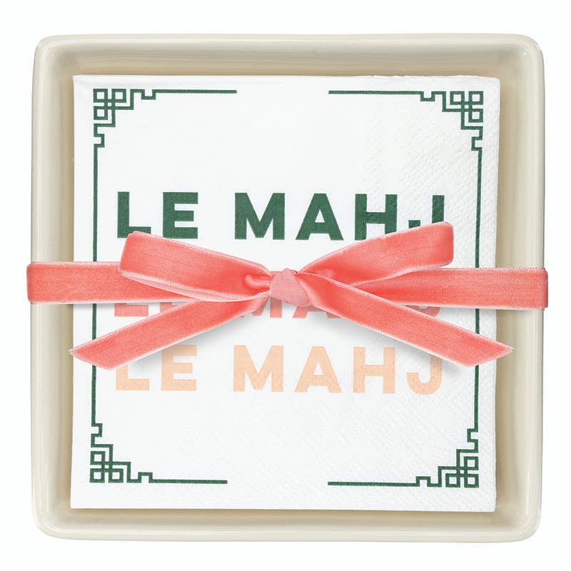 Ceramic Napkin Tray + Napkins - Le Mahj - La Vie Est Belle