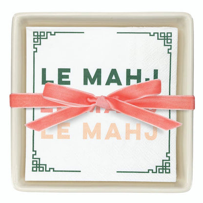 Ceramic Napkin Tray + Napkins - Le Mahj - La Vie Est Belle