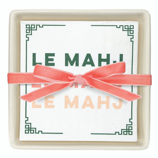 Ceramic Napkin Tray + Napkins - Le Mahj - La Vie Est Belle
