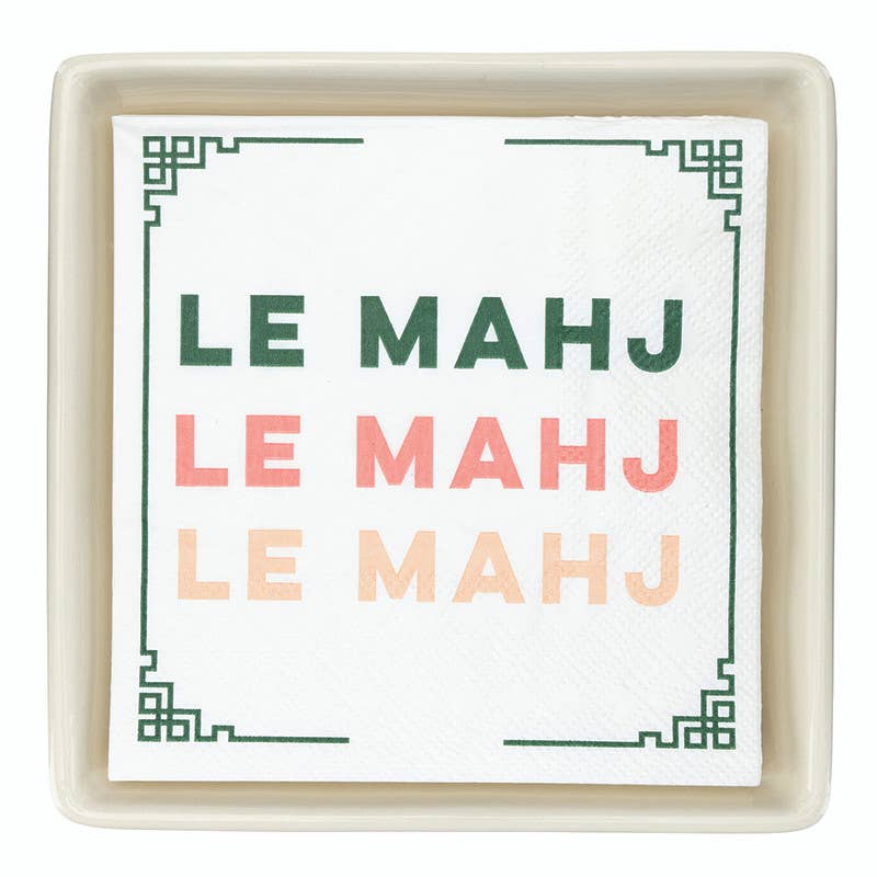 Ceramic Napkin Tray + Napkins - Le Mahj - La Vie Est Belle