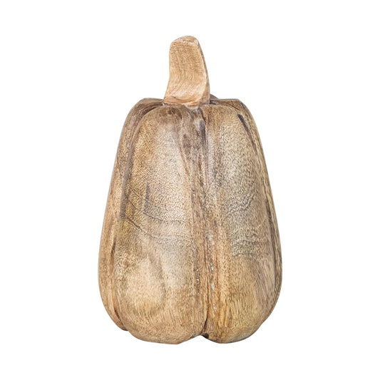 Carved Mango Wood Pumpkin, Stained Finish