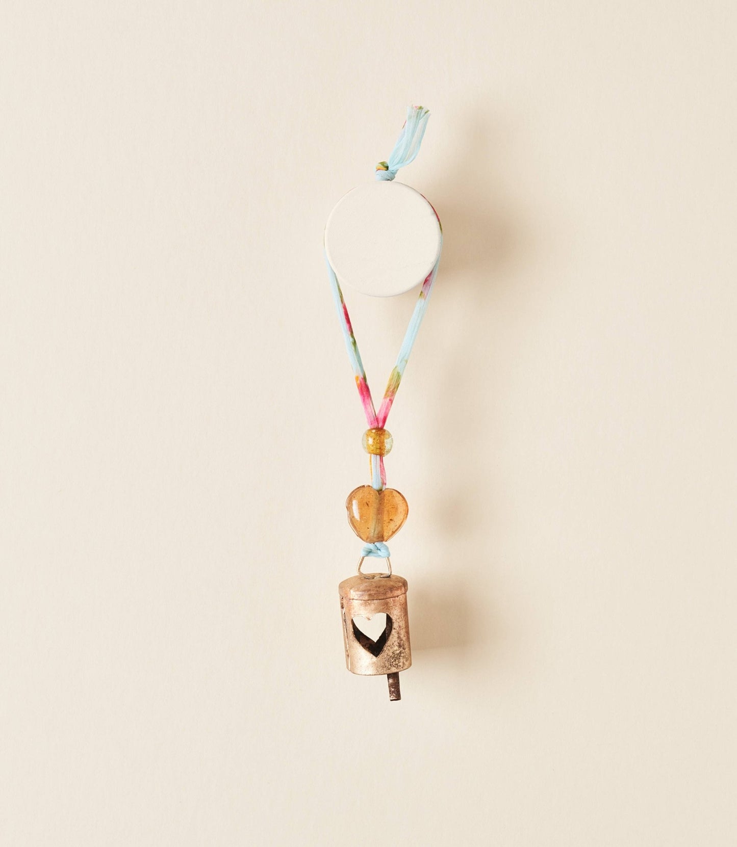 Chakshu Heart Cutout Bell Wind Chime Upcycled Sari - La Vie Est Belle