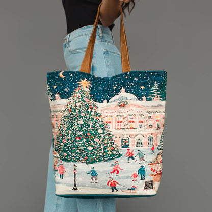 Christmas Town Square Scene Tote - La Vie Est Belle