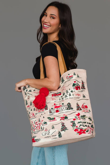 Christmas Village Scene Tote - La Vie Est Belle