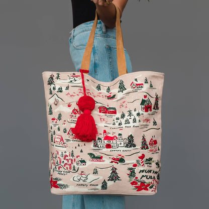 Christmas Village Scene Tote - La Vie Est Belle