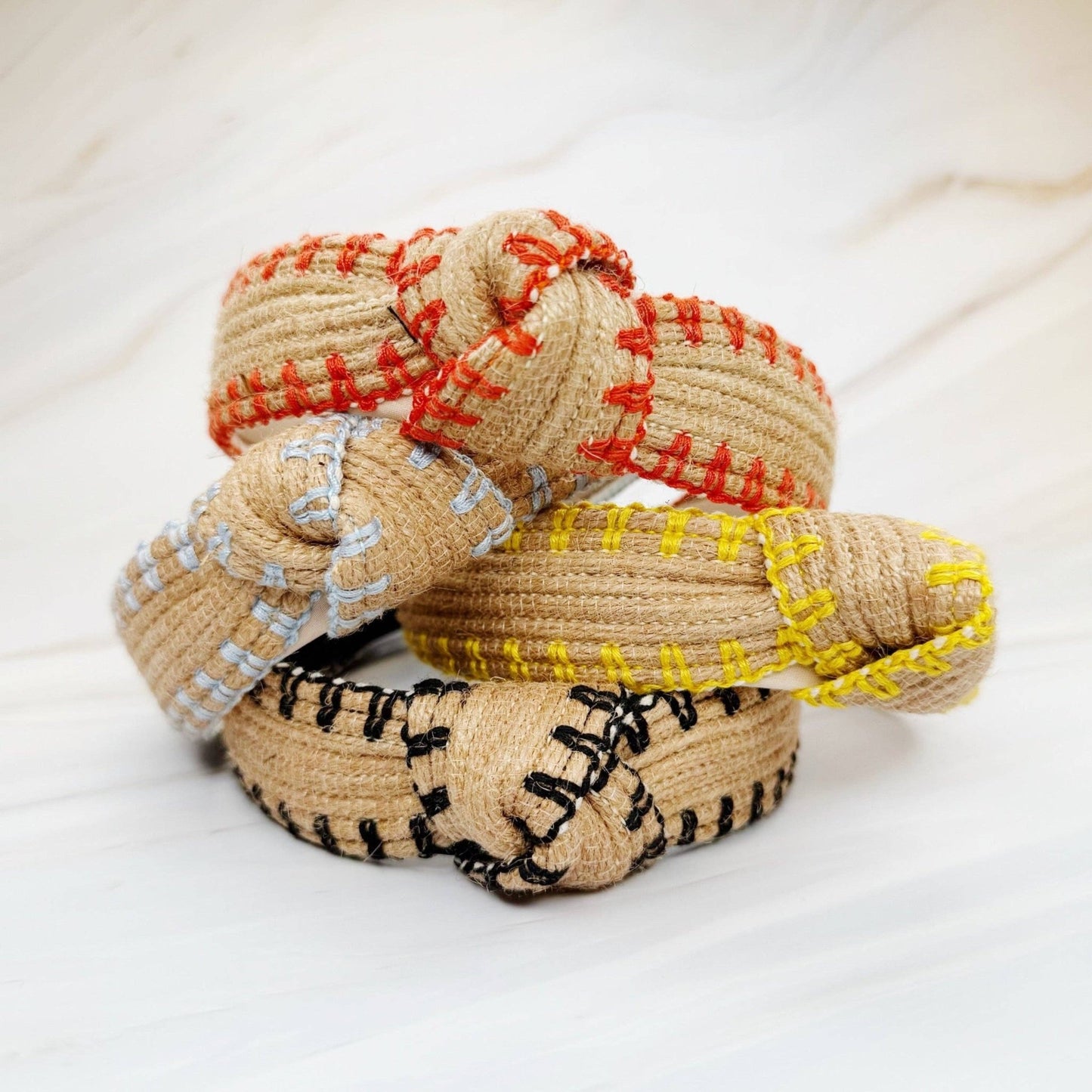 Color Stitched Raffia Headband - La Vie Est Belle
