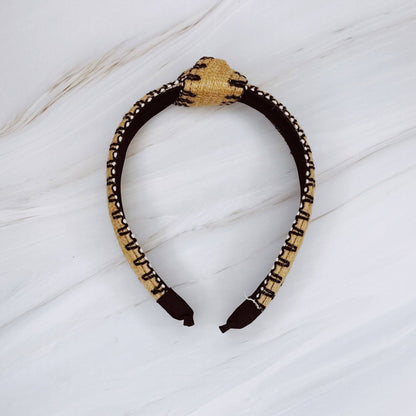 Color Stitched Raffia Headband - La Vie Est Belle
