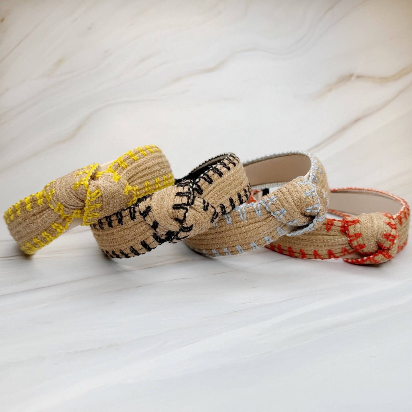 Color Stitched Raffia Headband - La Vie Est Belle