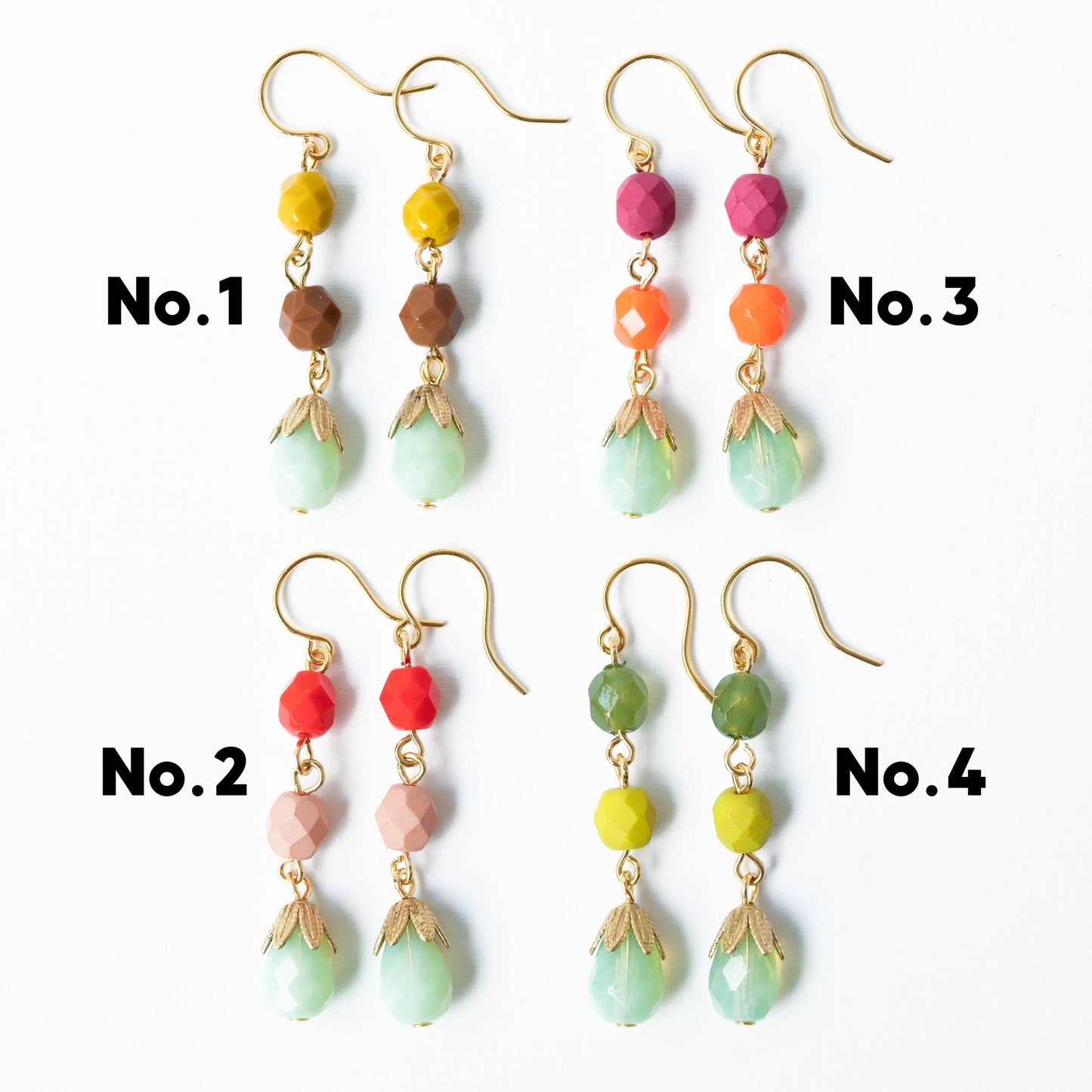 Colorful Beaded Earrings, Beaded Statement Earrings - La Vie Est Belle