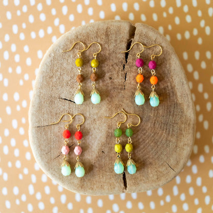 Colorful Beaded Earrings, Beaded Statement Earrings - La Vie Est Belle