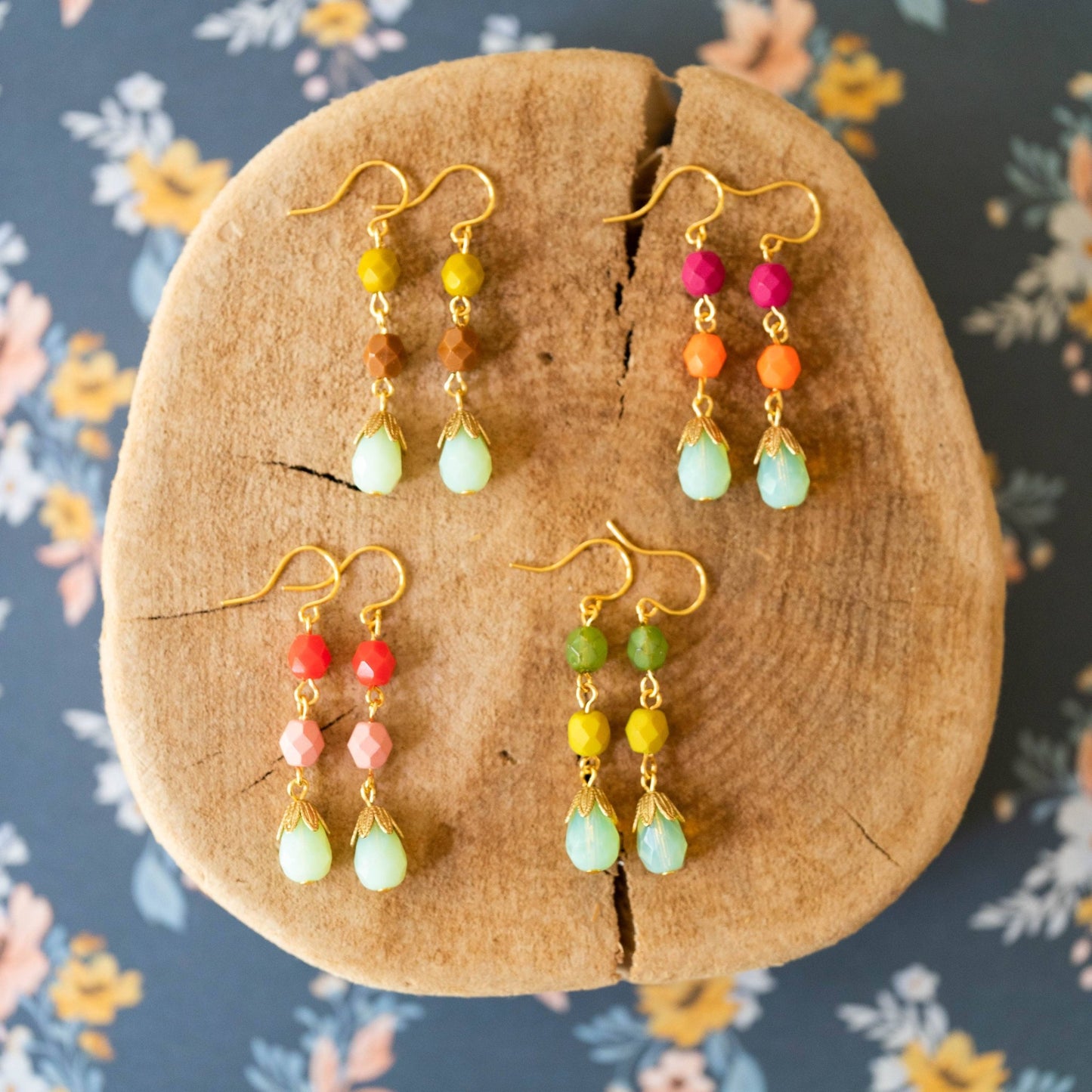 Colorful Beaded Earrings, Beaded Statement Earrings - La Vie Est Belle
