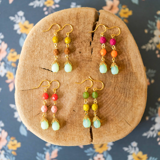 Colorful Beaded Earrings, Beaded Statement Earrings - La Vie Est Belle