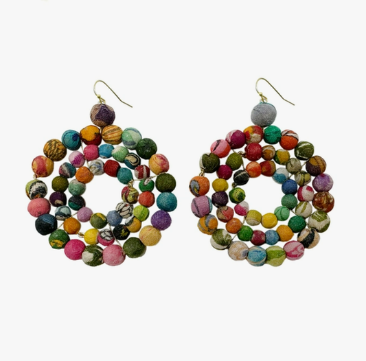 Concentric Kantha Earrings - La Vie Est Belle