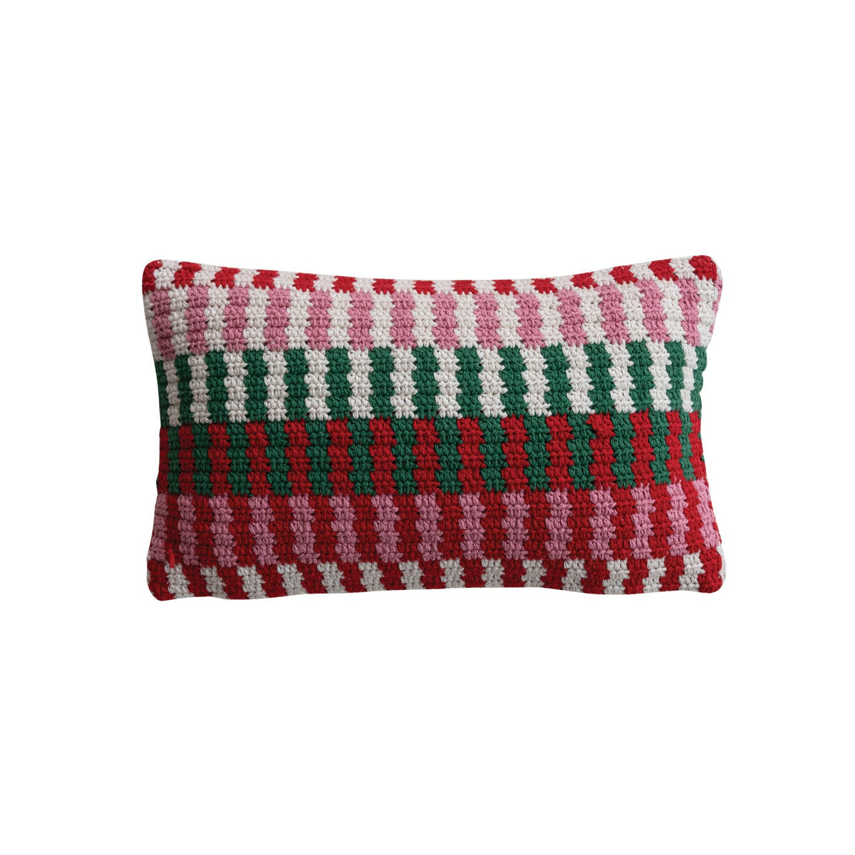 Cotton Crocheted Lumbar Pillow with Pattern - La Vie Est Belle
