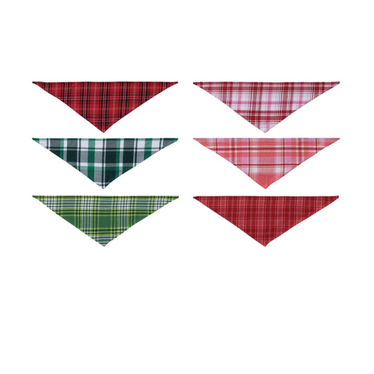 Cotton Flannel Dog Scarf with Tartan Plaid Pattern, 6 Styles - La Vie Est Belle