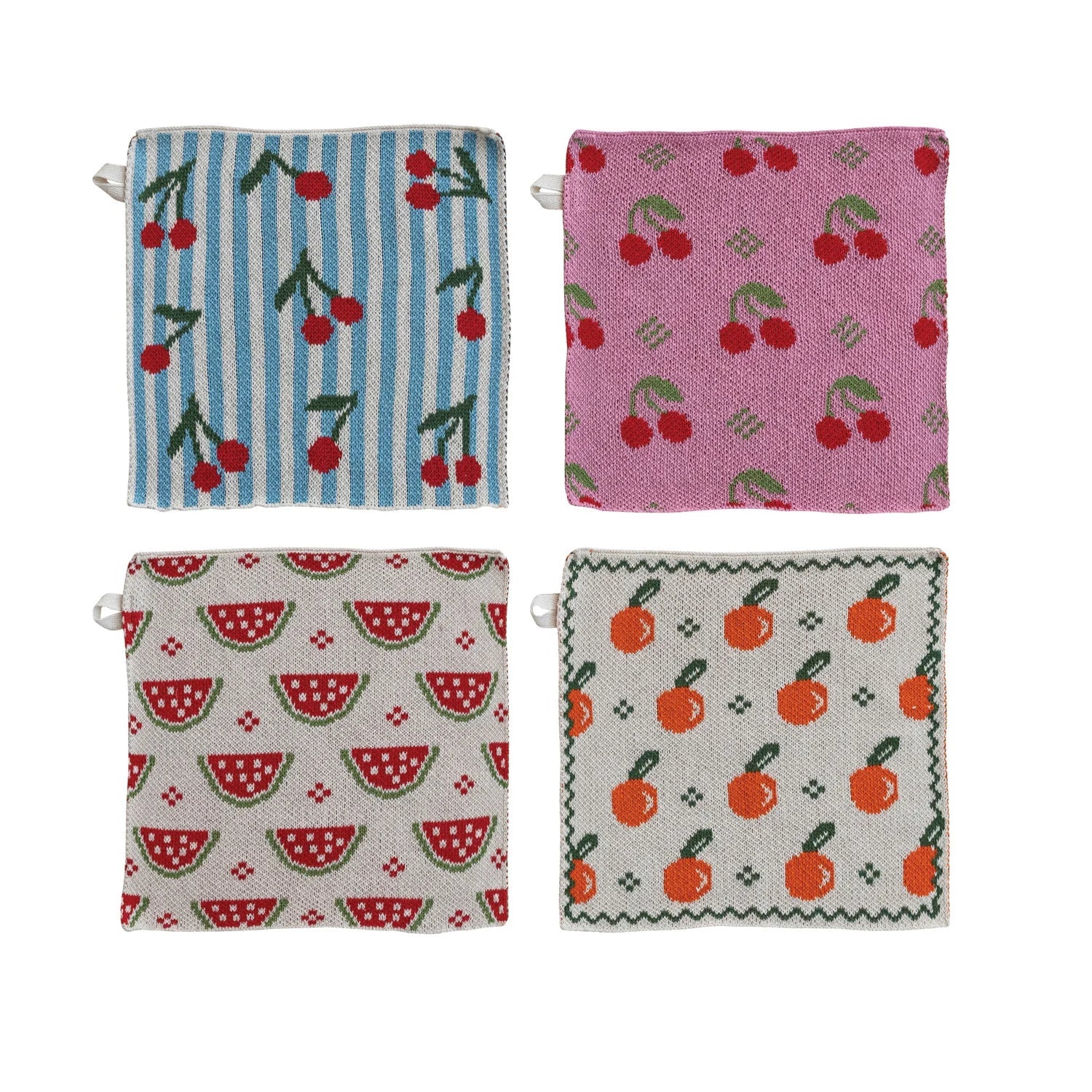 Cotton Knit Dish Cloth with Fruit Pattern, 4 Styles - La Vie Est Belle