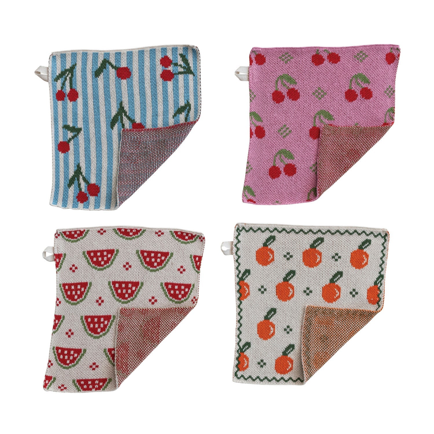Cotton Knit Dish Cloth with Fruit Pattern, 4 Styles - La Vie Est Belle