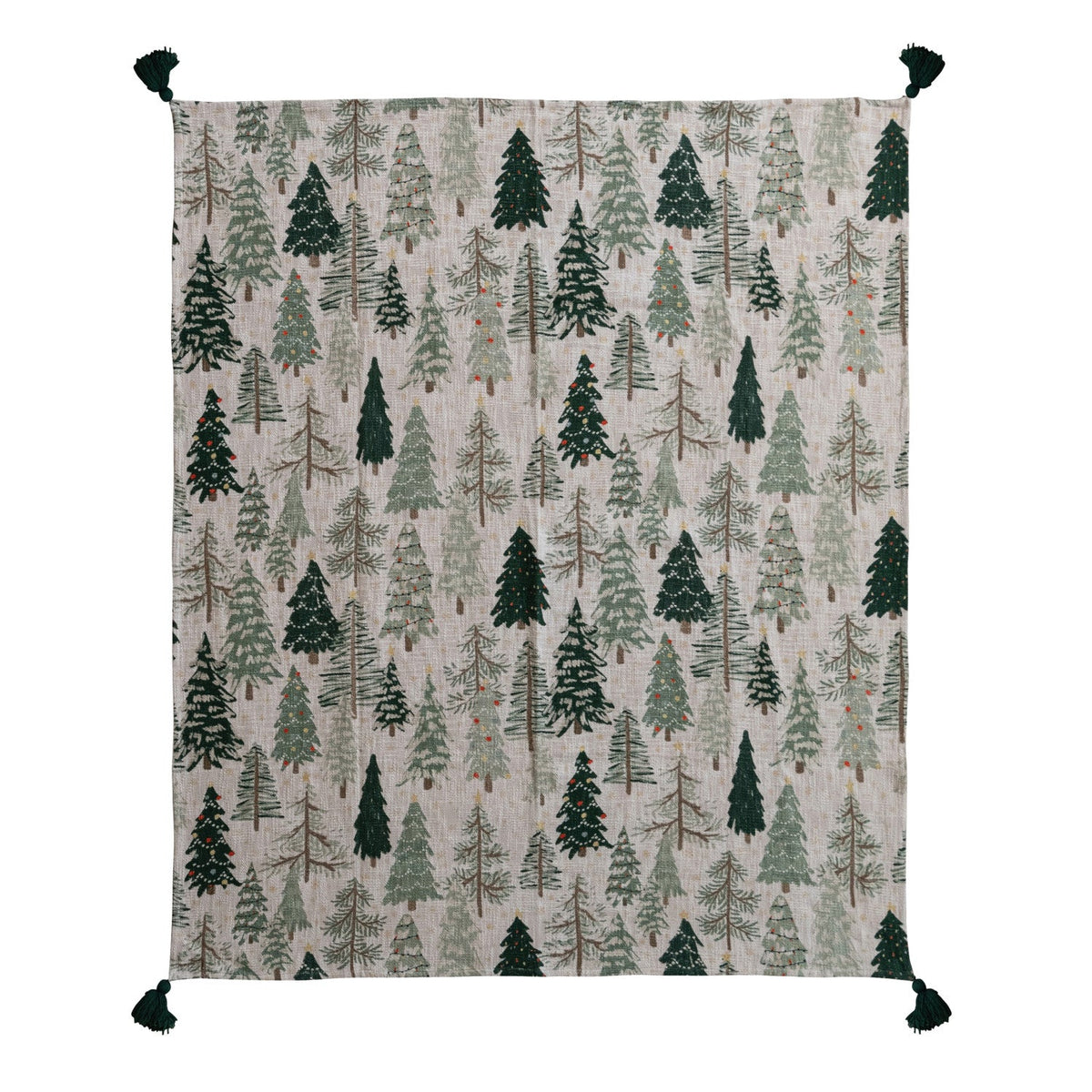 Cotton Printed Throw with Tree Pattern - La Vie Est Belle