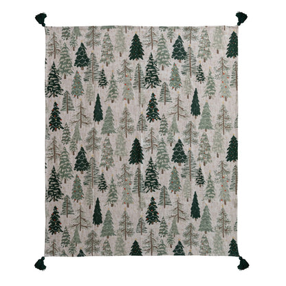 Cotton Printed Throw with Tree Pattern - La Vie Est Belle