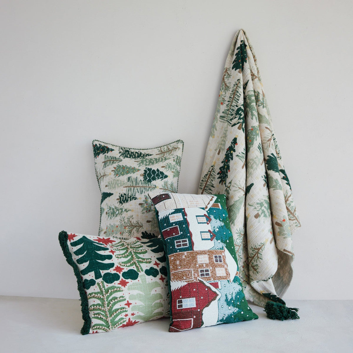Cotton Printed Throw with Tree Pattern - La Vie Est Belle