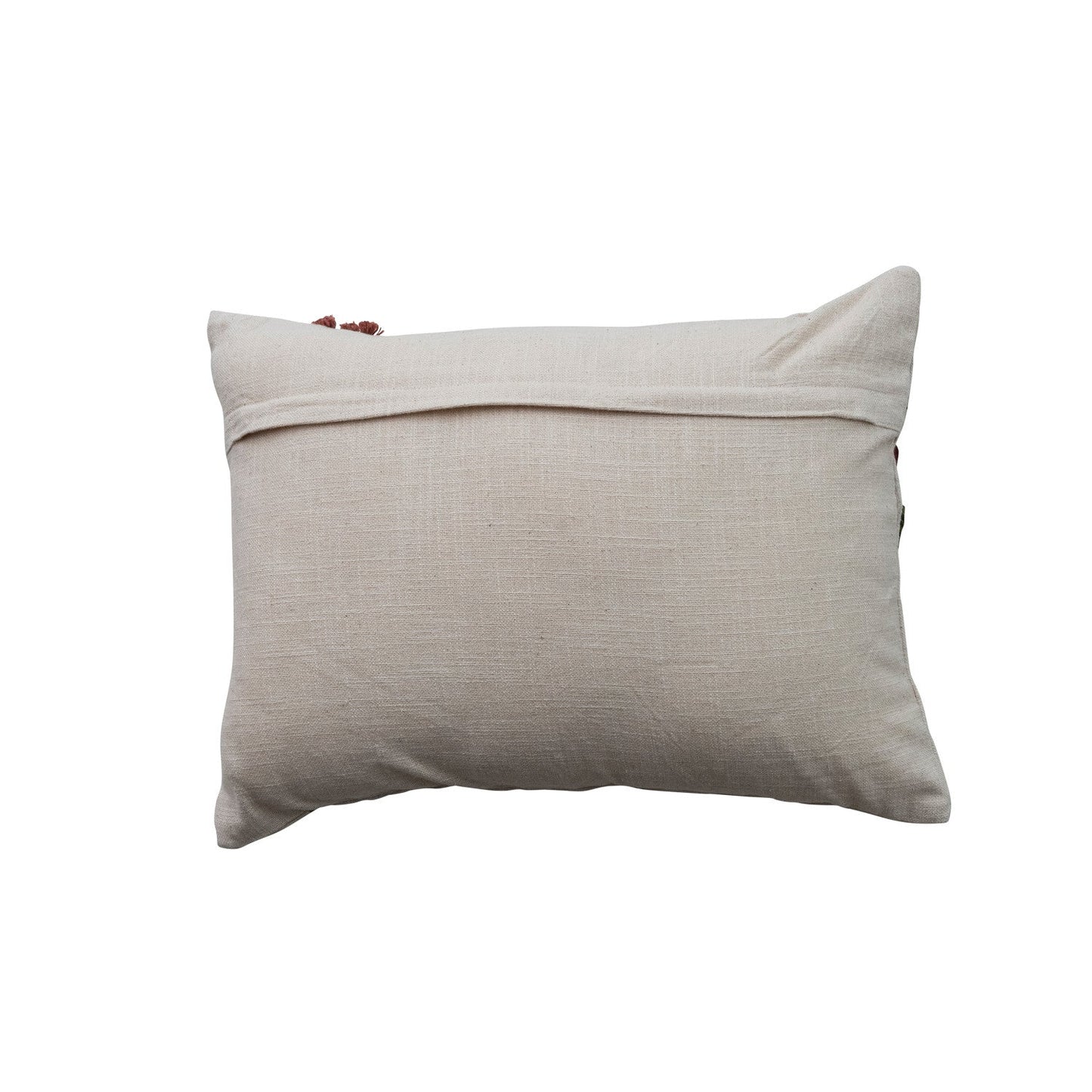 Cotton Slub Lumbar Pillow with Hand-Embroidered Flowers - La Vie Est Belle