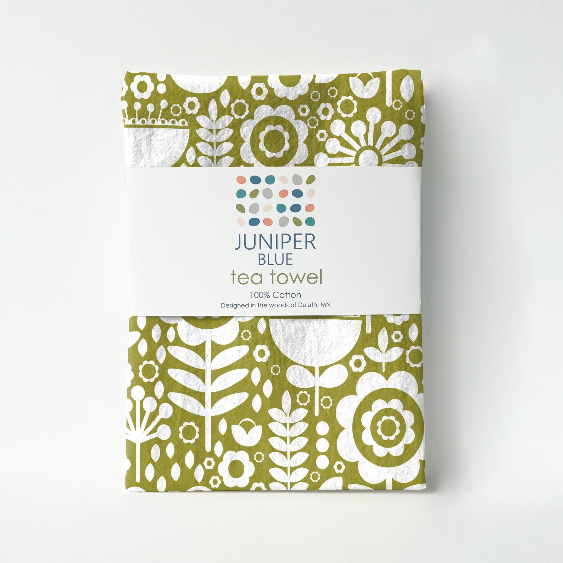 Cotton Tea Towel - Folk Flowers Leaf - La Vie Est Belle
