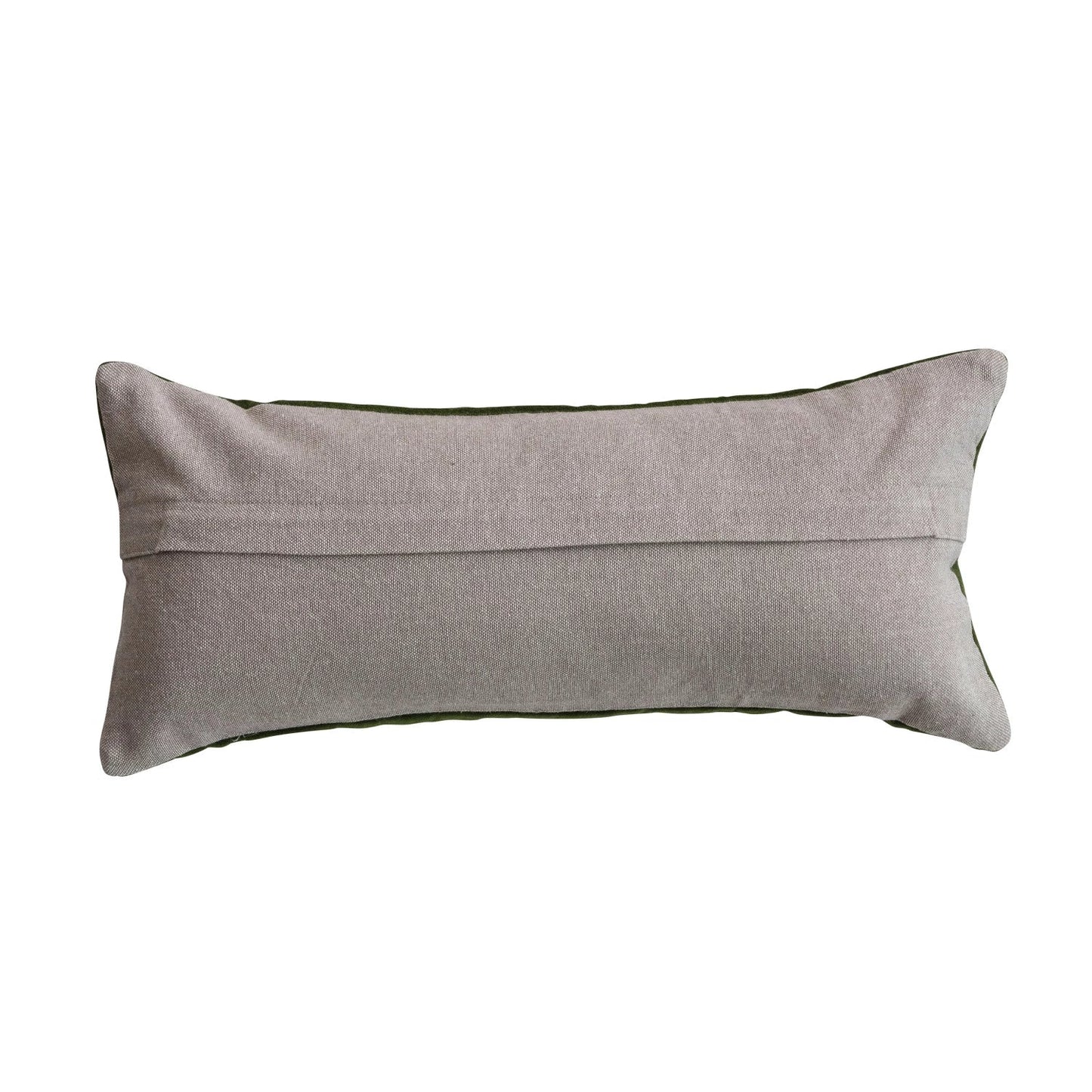 Cotton Velvet Lumbar Pillow with Embroidered Butterflies & Chambray Back - La Vie Est Belle