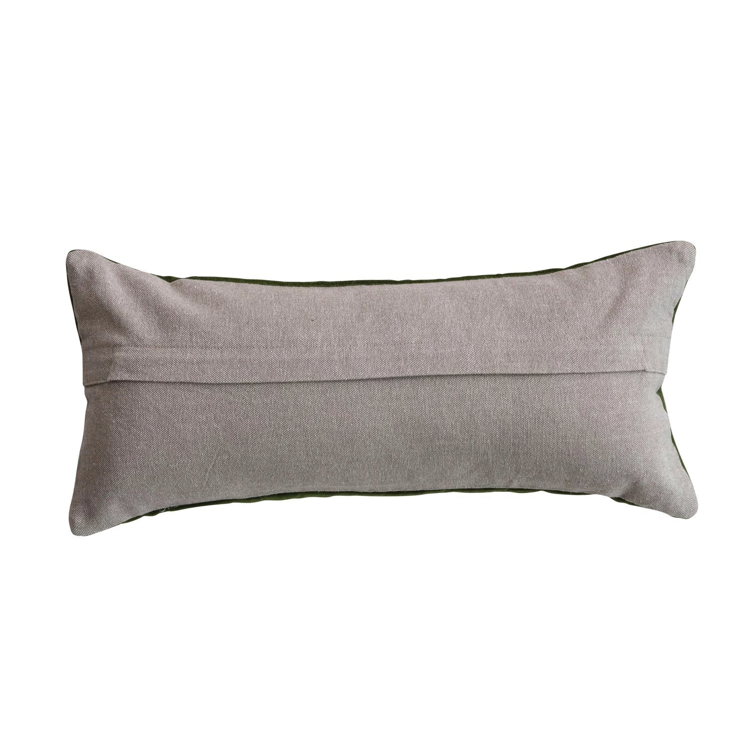 Cotton Velvet Lumbar Pillow with Embroidered Butterflies & Chambray Back - La Vie Est Belle