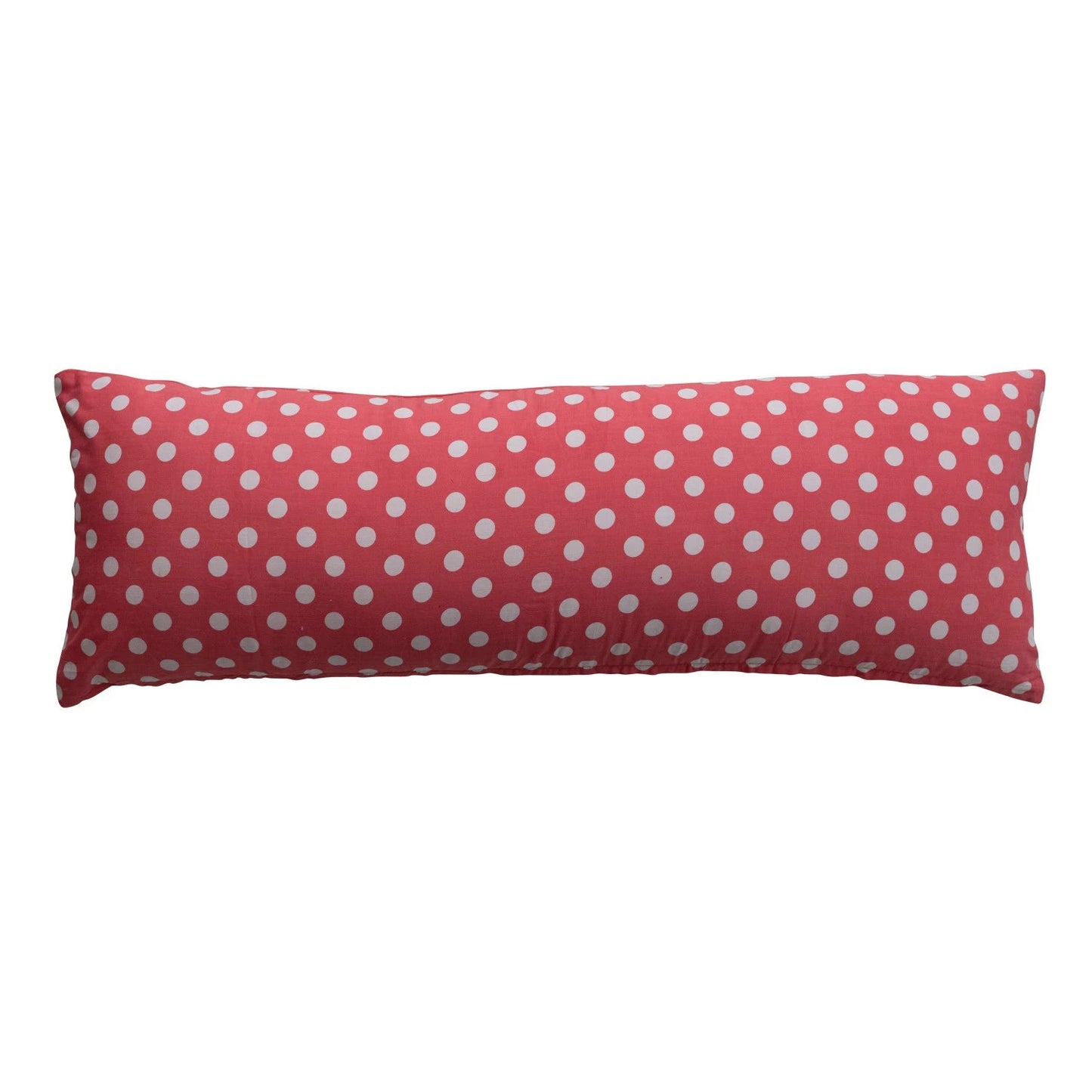 Cotton Voile Lumbar Pillow with Polka Dots & Embroidery "Oh My Darling", Pink - La Vie Est Belle