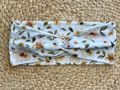 Country Floral Watercolor Knit Twist Headband - La Vie Est Belle