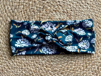 Cut Flower Garden in Navy Knit Twist Headband - La Vie Est Belle