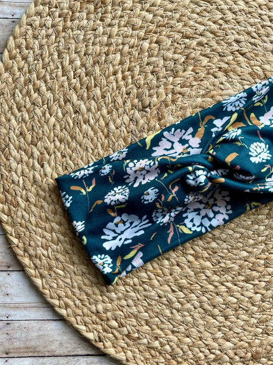 Cut Flower Garden in Navy Knit Twist Headband - La Vie Est Belle