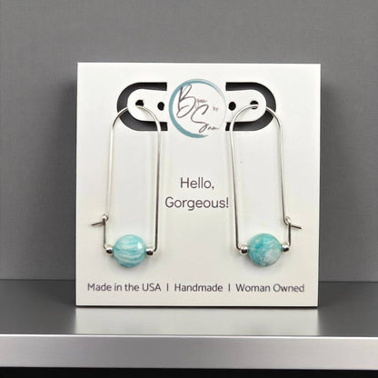 Sterling Silver and Amazonite Arc Earrings