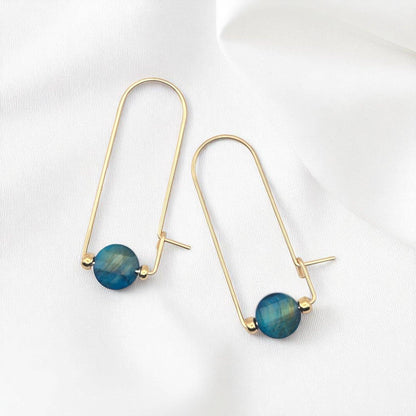 Gold Filled & Blue Tiger's Eye Arc Earrings