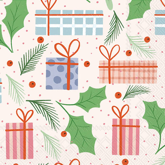 Paper Cocktail Napkins Presents Christmas