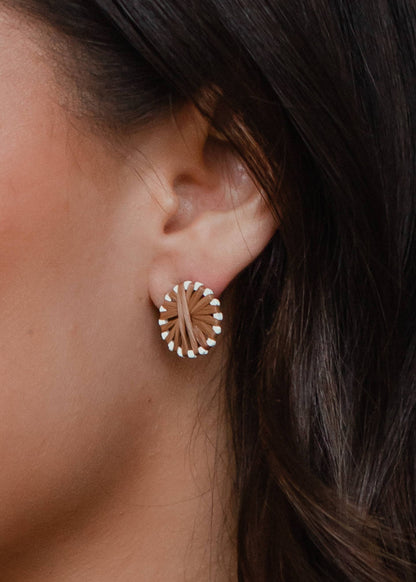 Orange Wicker Stud Earrings