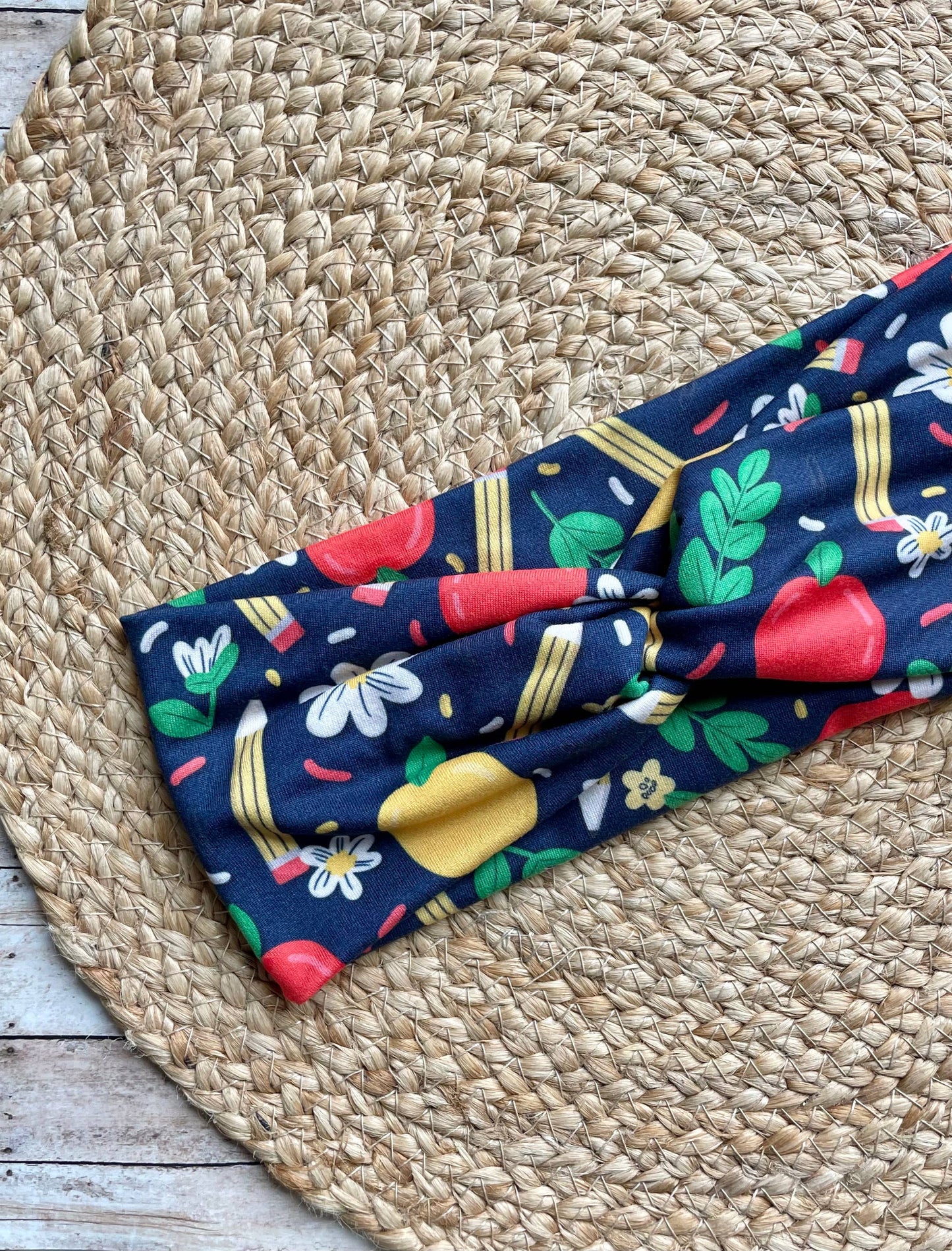 School Supplies Knit Twist Headband