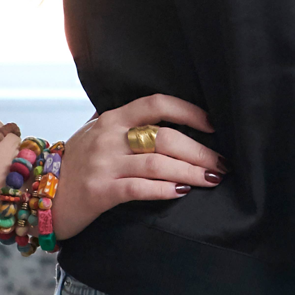 Diagonal Textured Ring - Gold - La Vie Est Belle